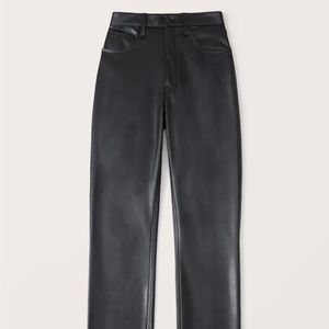 Abercrombie Curve Love Vegan Leather 90s Straight Pants Black